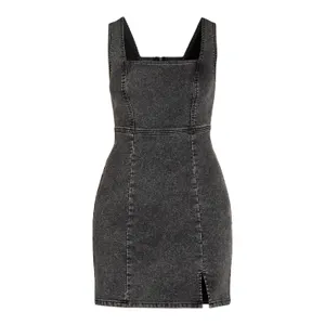 No Boundaries Womens Denim Dress Size M (8-10) Grey Wash Square Neck Pinafore thumbnail 4