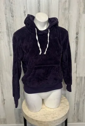 No Boundaries Dark Purple Fleece Fuzzy Hoodie Womens Size Small S Teddy Pullover thumbnail 1