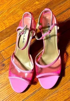 Bellini Katia pink ankle straps 3 inch heels with clear pink details thumbnail 1