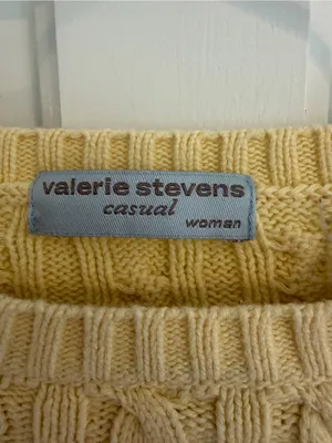 Vintage Valerie Stevens 1X Yellow Cotton Cable Knit Fisherman Sweater thumbnail 2