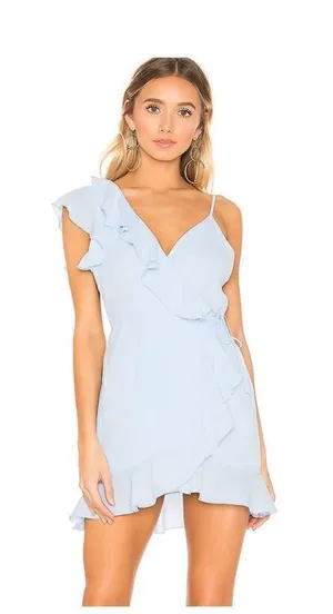 New. SUPERDOWN light blue wrap dress thumbnail 1