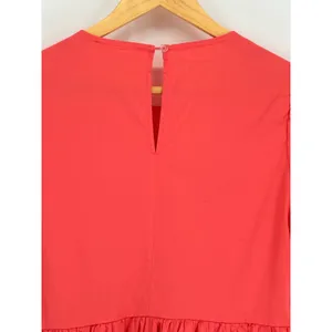 Adyson Parker Tiered Puff Sleeve Dress Womens Medium‎ Coral Babydoll Pockets thumbnail 5