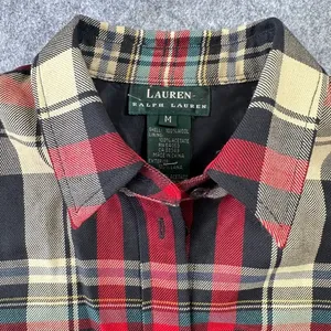 Lauren‎ Ralph Lauren Women's Wool Plaid Button Down Shirt Red Black LRL Logo thumbnail 4