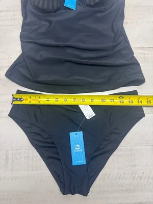 Cupshe Black Crossback Tankini Top & Standard Bottoms Set thumbnail 3