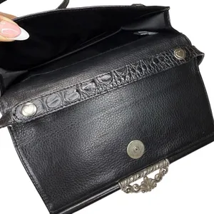 Brighton Black Leather Bag Crossbody‎ Pocketbook Crocodile Print Purse & Wallet thumbnail 9
