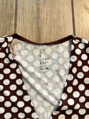 a new day Brown and White Polka Dot V-Neck Sleeveless Tank thumbnail 2