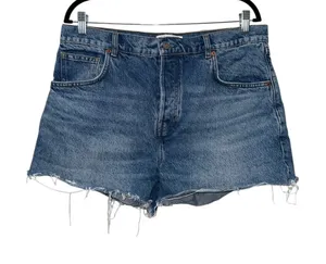 Reformation Shorts Denim High Rise Button Fly Cut Off Sz 31 Blue Distressed‎ thumbnail 1