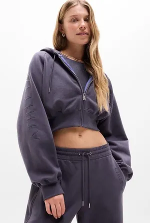 New Athleta XL Simone Biles Forever Fleece Crop Full Zip Twilight Purple X-Large thumbnail 1