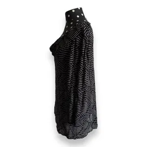 Dana Buchman Black White Geometric Cowl Neck Top Small Stretch Blouse‎ thumbnail 8