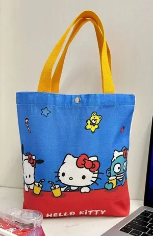 Hello Kitty Tote Bag Sanrio Travel Groceries Purse Carry All Kawaii NWT thumbnail 1