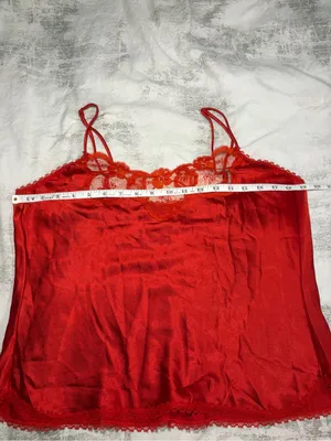 Vintage Warner’s Scarlet Red Satin Lace Cami thumbnail 7