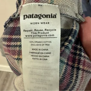 Patagonia Womens‎ Organic Cotton Flannel Plaid Shirt Dress Grey Purple Medium thumbnail 5