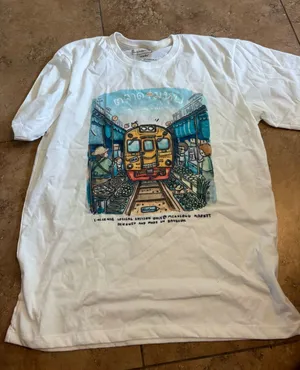 Thailand railroad market Graphic Tee with Yellow Train Illustration thumbnail 1