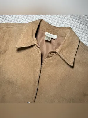Coldwater Creek Suede Leather Jacket Women’s Large Tan Cowboy Snap Lined Western thumbnail 2