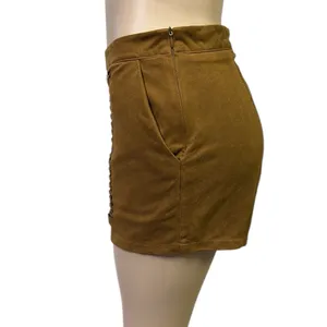 Love Riche Brown Faux Suede Braided Accent High Rise Zip Shorts Womens Medium thumbnail 5
