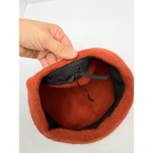 Women’s Rust Orange Wool Felt Beret Hat French Parisian Vintage Style Unbranded thumbnail 7