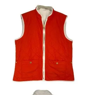 Lauren Ralph Lauren Reversible Quilted Vest Orange & White Utility Pockets Small thumbnail 1
