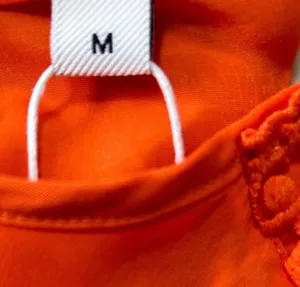 Embroidered V- neck mini dress orange with crochet lace hem sleeves thumbnail 6