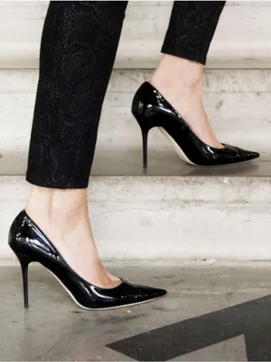 Jimmy Choo • Abel black patent leather pump stiletto heel 100mm point toe thumbnail 5