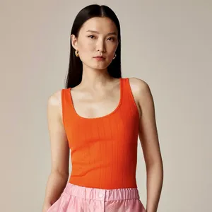 NWT!! J. CREW Pointelle Tank Top Scoop Neck Solid Orange Aperitif Red XX-Small‎ thumbnail 4
