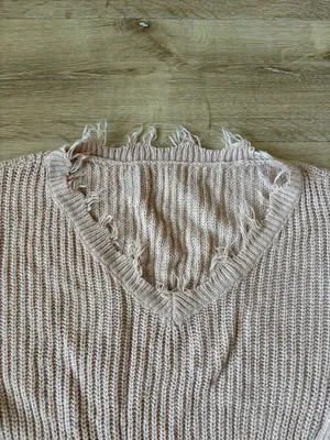 Frayed Hem V Neck Sweater thumbnail 3