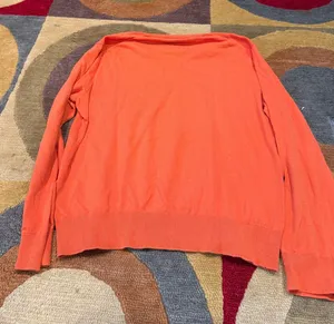 Polo Ralph Lauren Orange V Neck Sweater Preppy Cotton Cashmere Men’s Size XL thumbnail 4