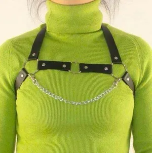 Black Harness Belt Overbust Chain O Rings New thumbnail 1