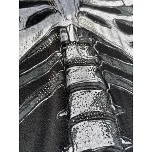 Spirit Rhinestone Skeleton Black Long Sleeve Top with White Front & Back Print thumbnail 5