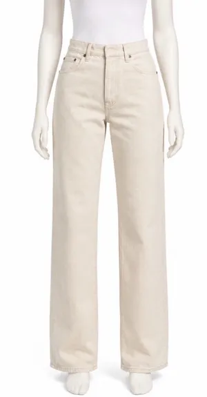 Djerf Avenue Relaxed Jeans 100% Organic cotton button fly cream Size 25 NWOT thumbnail 1