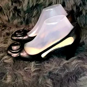 Franco Sarto L-Tiara black leather block heels thumbnail 5