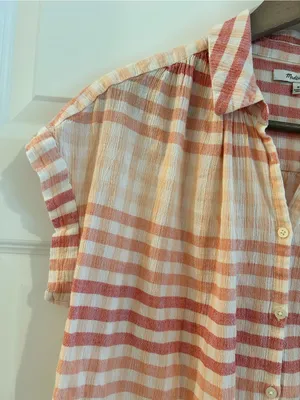 Madewell Central Tunic Shirt White Pink Gingham Size M thumbnail 5