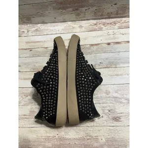 Shu Shop Rockstar Studded Black Sneakers Size 9 Silver Rocker Slip On thumbnail 8