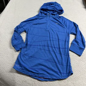 Running Dri-Fit Blue Hooded 1/4 Quarter Zip Active Top Size Large EUC thumbnail 1