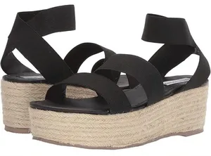 Steve Madden Kacia platform espadrille ankle wrap strappy sandals in black sz 6 thumbnail 1