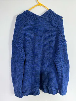 Free People High Hopes Cozy Open-Front Blue Knit Cardigan Sweater Size Small thumbnail 6