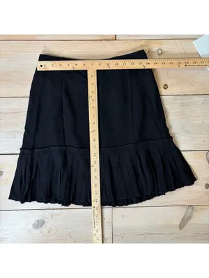 Kate Spade EUC Women's Black Pleated Flounce Mini Skirt Size 4 thumbnail 5