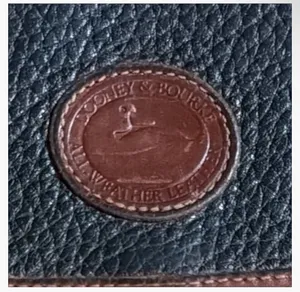Vintage Dooney & Bourke All Weather Leather Navy and Brown Trifold Wallet Checkb thumbnail 2