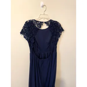 Lulu's Lace Open Back Maxi Dress Gown Navy Blue Size Medium thumbnail 4
