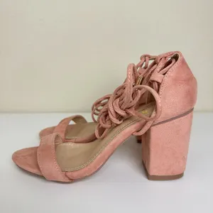 Lulu's‎ Kaira Peach Suede Lace-Up Heels Casual Formal Prom Barbie Womens Size 6 thumbnail 7
