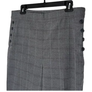 Loft High Rise Wide Leg Gray‎ Sailor Plaid Pants Womens 12 Academia Preppy Office NEW thumbnail 6