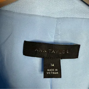 NWOT Ann Taylor‎ Oversized Peak Lapel Blazer Linen Twill Sky Blue 14 Clean Girl thumbnail 4