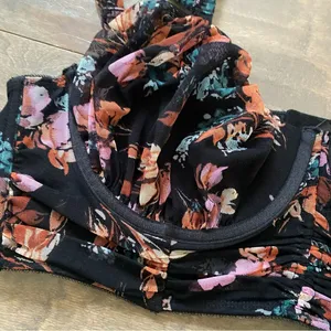 Torrid Curve Dark Floral Ruched Mesh Cap Sleeve Underwire Bra thumbnail 5