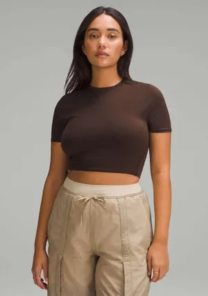 Lululemon Wundermost Ultra-Soft Nulu Crewneck Cropped T-Shirt thumbnail 1