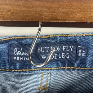 Boden Wide Leg Jean size 8 Button Fly Denim crop 24” inseam thumbnail 3