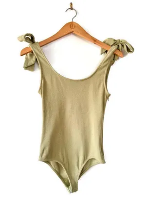 Princess Polly Sage Green Shoulder Tie Bodysuit thumbnail 2