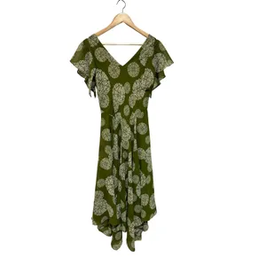 Robbie Bee Vintage Green Medallion Cowl Neck Handkerchief Dress Size 6 Fairycore thumbnail 3