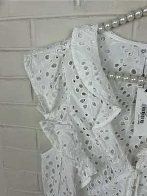 NWT The Drop Margo Tie Sleeveless White Eyelet Top Size XL thumbnail 7