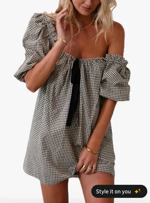 Black plaid dress mini Size M thumbnail 1