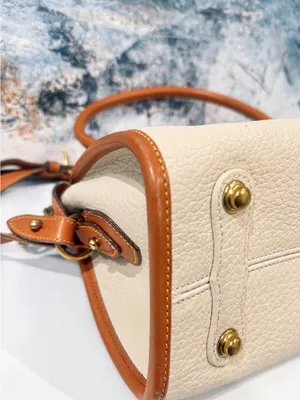 Vintage Dooney Bourke Cream/ British Tan Shoulder Satchel Bag Purse Y2K Leather thumbnail 9