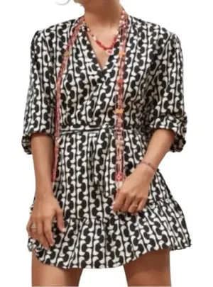 Zara Black & White Printed Mini Oversized Dress(Size Small) thumbnail 1